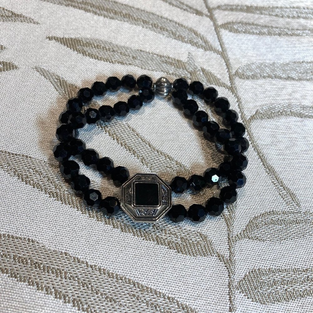 Black crystal bead bracelet stretch